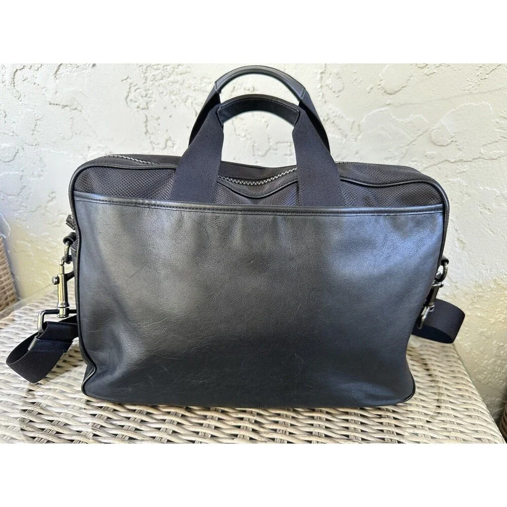 COACH Black Leather RIDER Briefcase Travel Laptop Shoulder Bag Men/Unisex